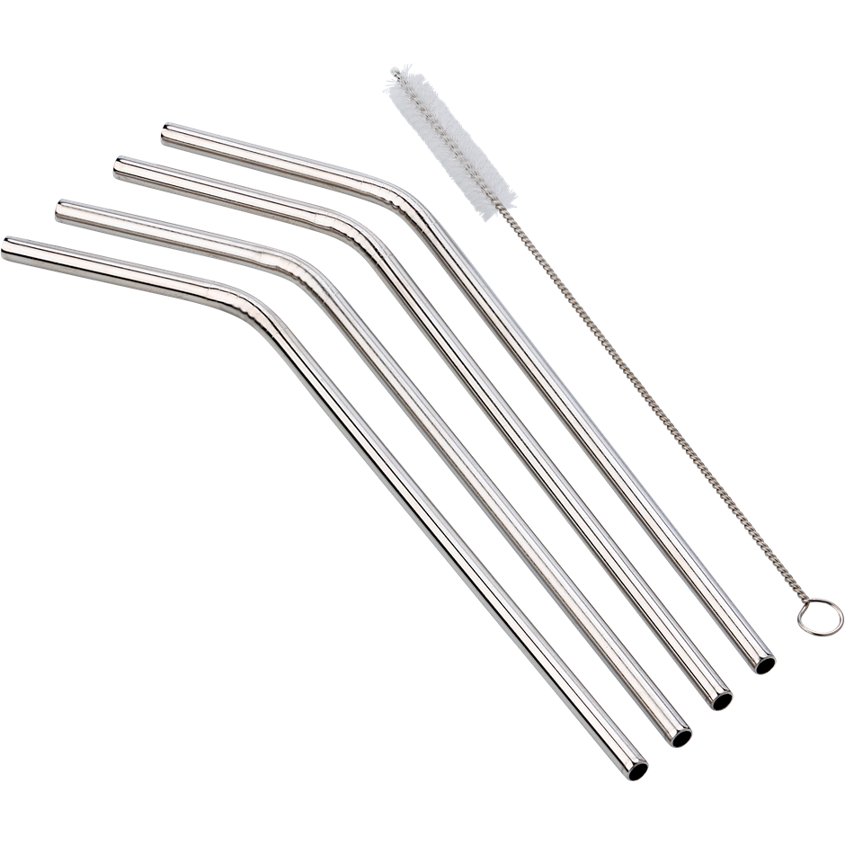 Set of 4 Metal Drinking Straws  Black and White London