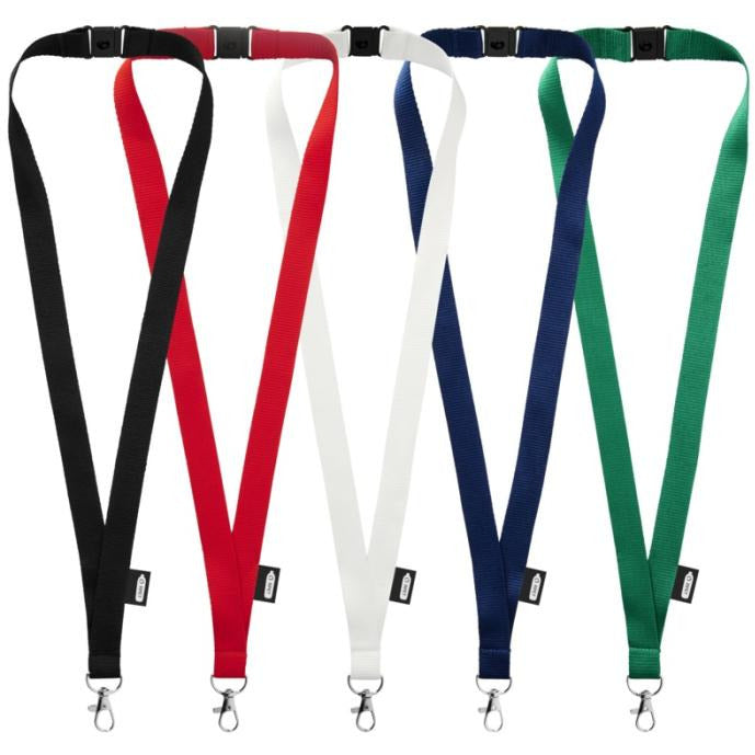 Tom Recycled PET Lanyard with Breakaway Closure Lanyards Black and White London