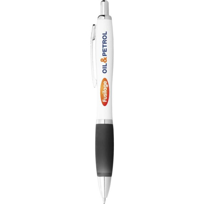 Nash Ballpoint Pen with White Barrel and Coloured Grip  Black and White London