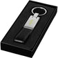 Leather Strap Metal Keyring  Black and White London