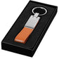 Leather Strap Metal Keyring  Black and White London
