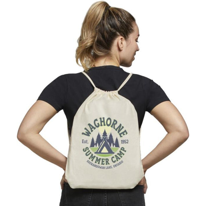 Oregon Lightweight Cotton Drawstring Backpack 5L - White  Black and White London