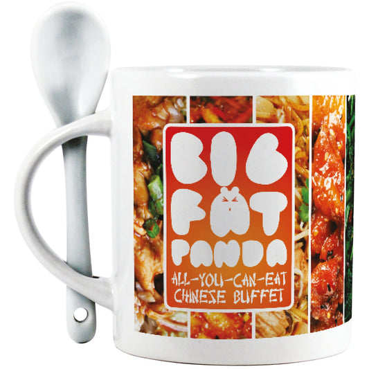 Duraglaze® Full Colour Spoon Mug White Ceramic Mugs Black and White London