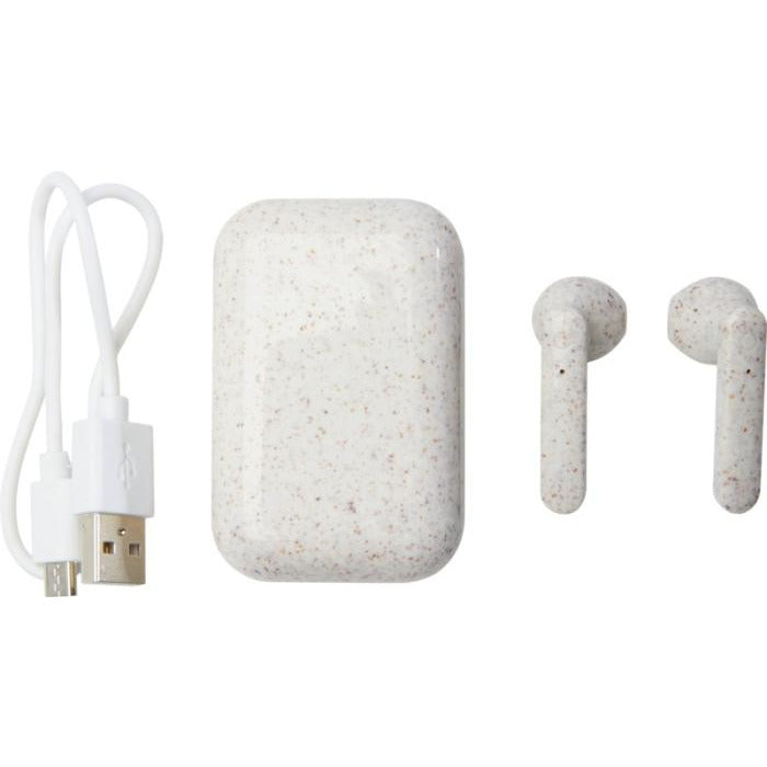 Wheat Straw True Wireless Earbuds  Black and White London