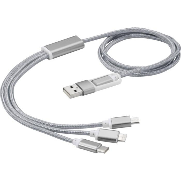 Versatile 5-in-1 Charging Cable  Silver  