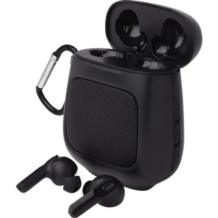 Remix Auto Pair True Wireless Earbuds and Speaker  Black and White London