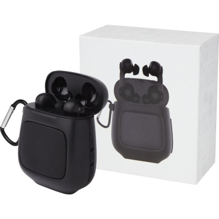 Remix Auto Pair True Wireless Earbuds and Speaker  Black and White London