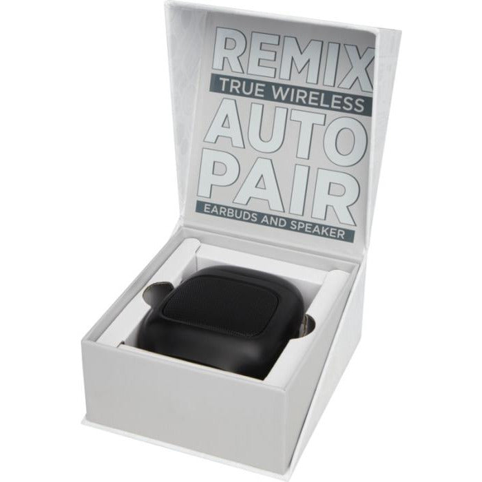 Remix Auto Pair True Wireless Earbuds and Speaker  Black and White London
