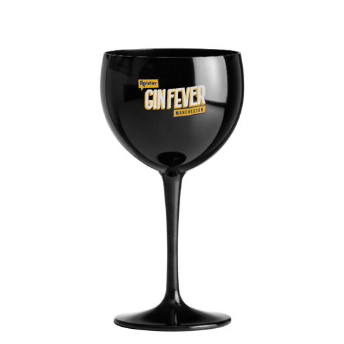 Premium Unbreakable Plastic Gin/Cocktail Glass (400ml/14oz) Stemmed Black and White London