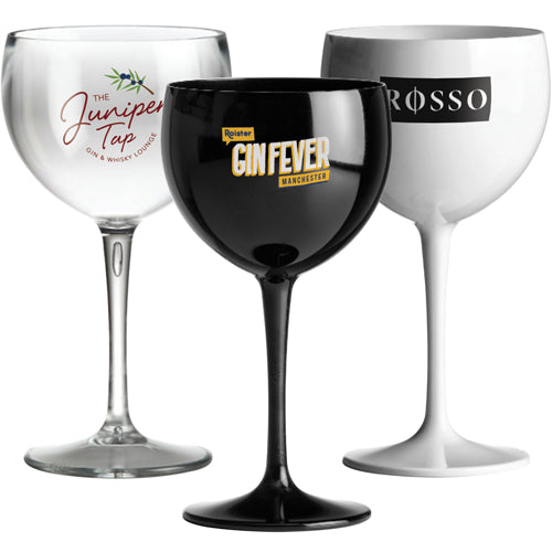 Premium Unbreakable Plastic Gin/Cocktail Glass (400ml/14oz) Stemmed Black and White London