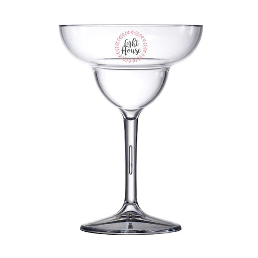 Premium Reusable Plastic Margarita Glass 330ml/12oz Stemmed Black and White London