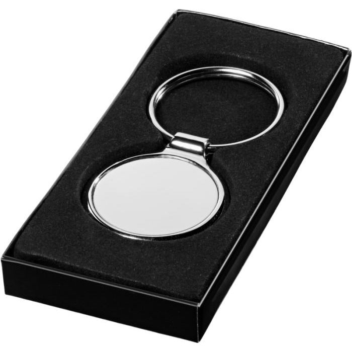 Metal Round Keyring  Black and White London