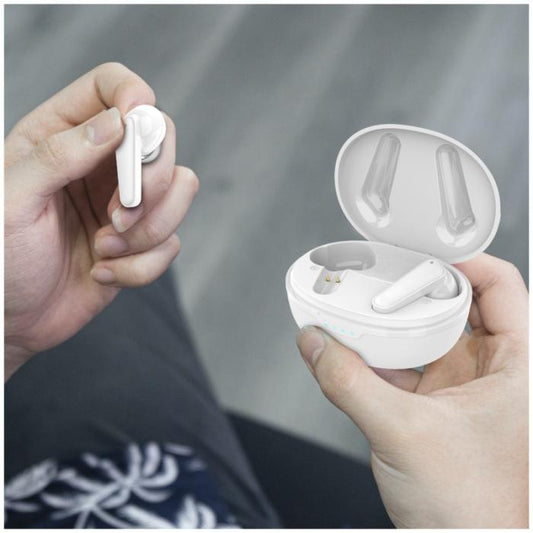 Prixton Noise-Cancelling and Wireless Charging Earbuds  Black and White London