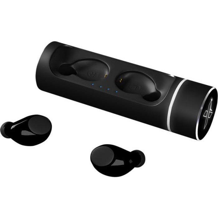 Cylinder Design Light-Up Wireless Earbuds  Black and White London