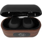 Walnut Wood Design Light-Up Wireless Earbuds  Black and White London
