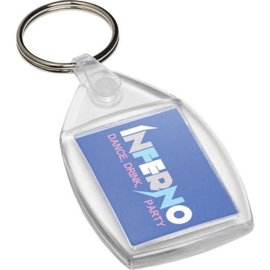 P6 Plastic Insert Keyring Keyrings Black and White London