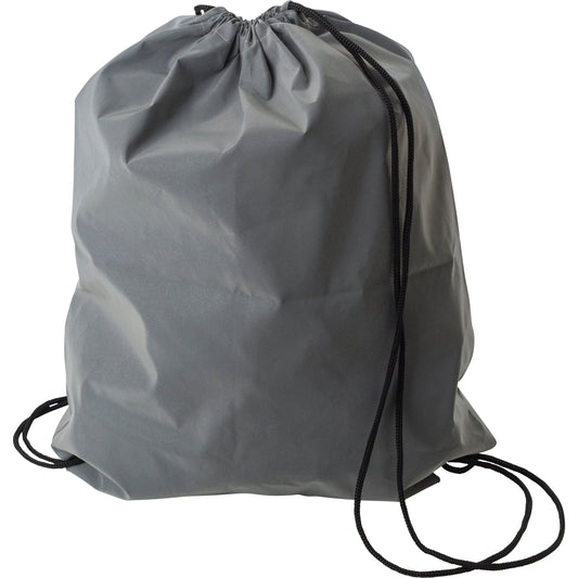 Synthetic Fibre (190D) Reflective Drawstring Backpack  Black and White London