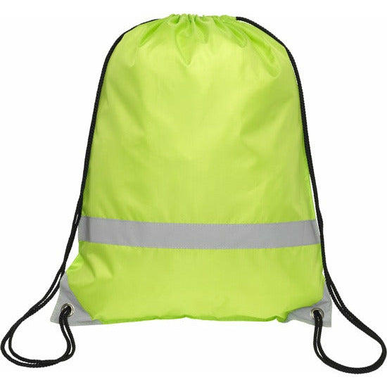 Knockholt Reflective Strip Drawstring Backpack 210d Polyester Black and White London