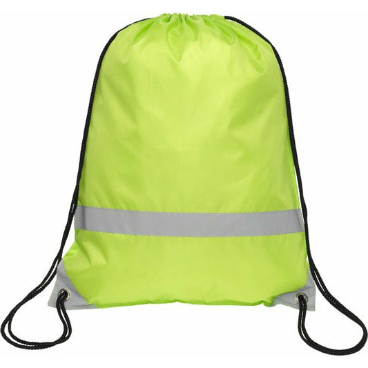 Knockholt Reflective Strip Drawstring Backpack 210d Polyester Black and White London