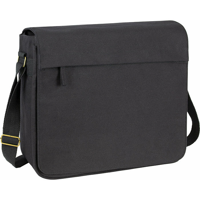 Harbledown Eco Canvas Business Messenger Bag 16oz Cotton Canvas with corn starch coating Black and White London