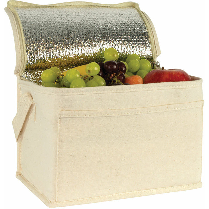 Marden Eco 6 Can Cotton Cooler Bag 6oz Cotton cotton webbing handles, foil lining. Black and White London