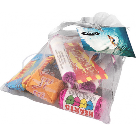 Large Organza Bag with Retro Sweets  Black and White London