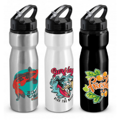 Nova Water bottle with Flip Cap  Black and White London