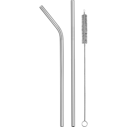 Reusable Metal Straw Set in Paper Sleeve  Silver  