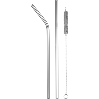 Reusable Metal Straw Set in Custom Packaging  Silver  