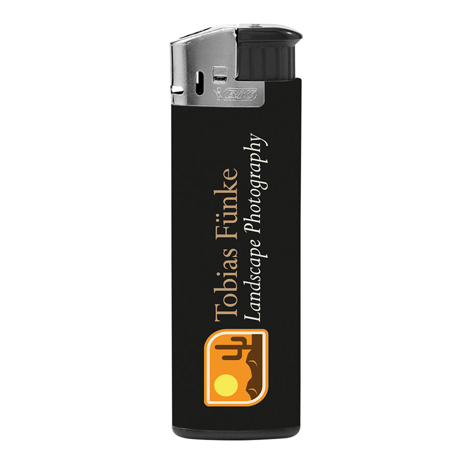 BIC® J38 Chrome Hood Lighter Lighters Black and White London