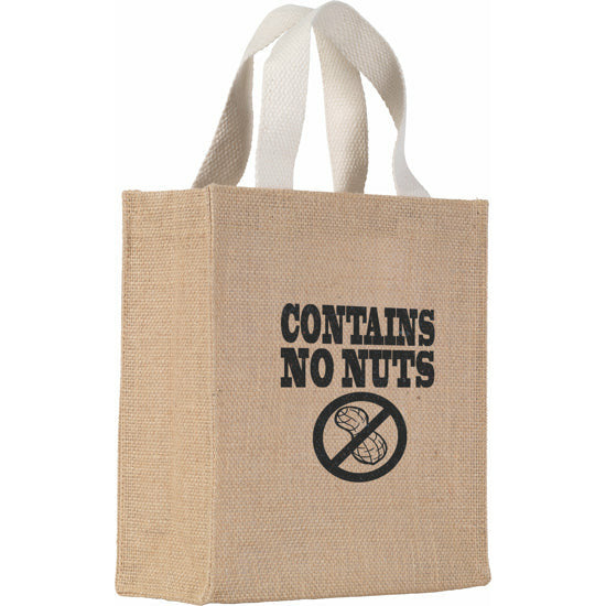 Egerton Jute Mini Gift Bag 14x15 Jute with Starch Backing Black and White London
