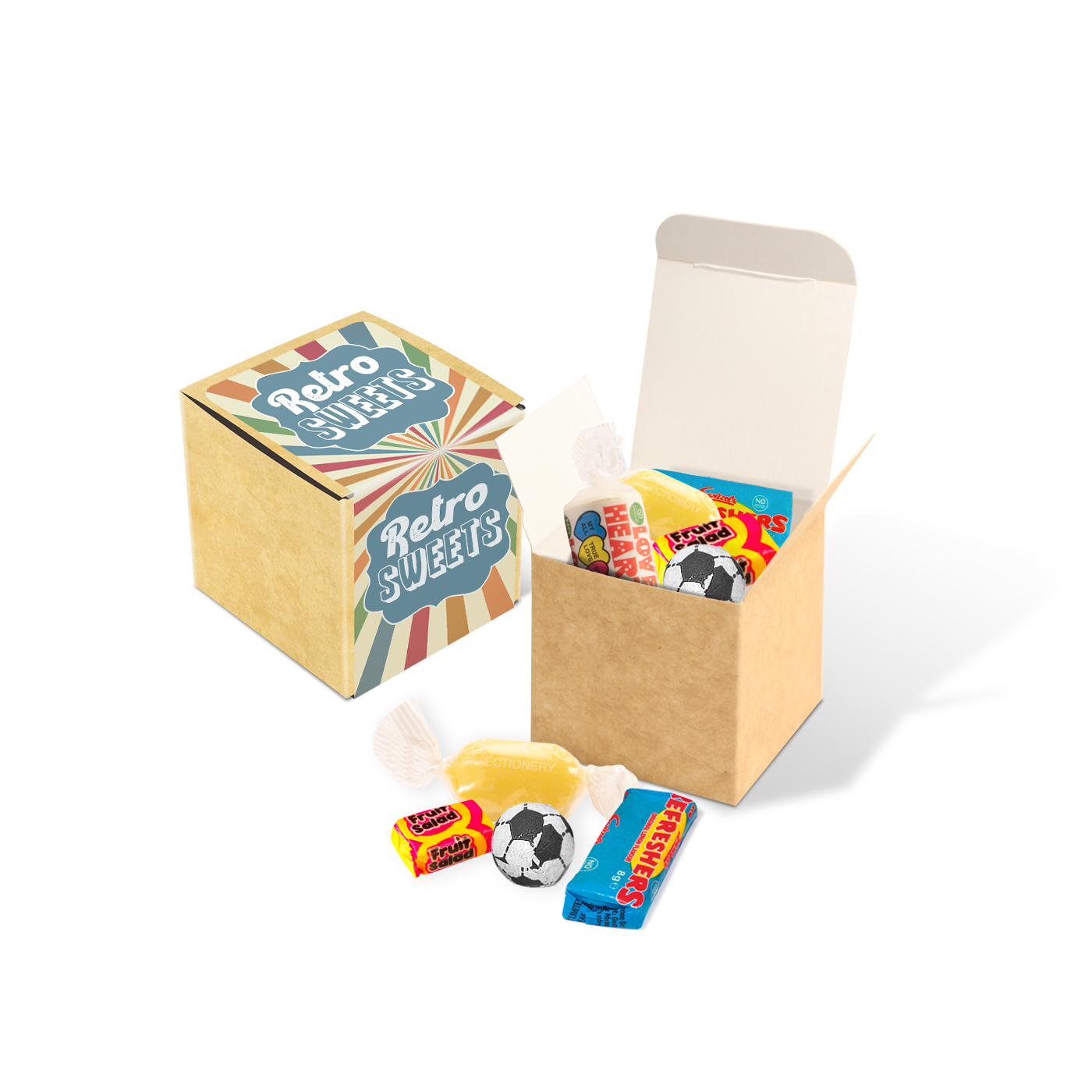 Eco Range - Eco Kraft Cube - Retro Sweets  Black and White London