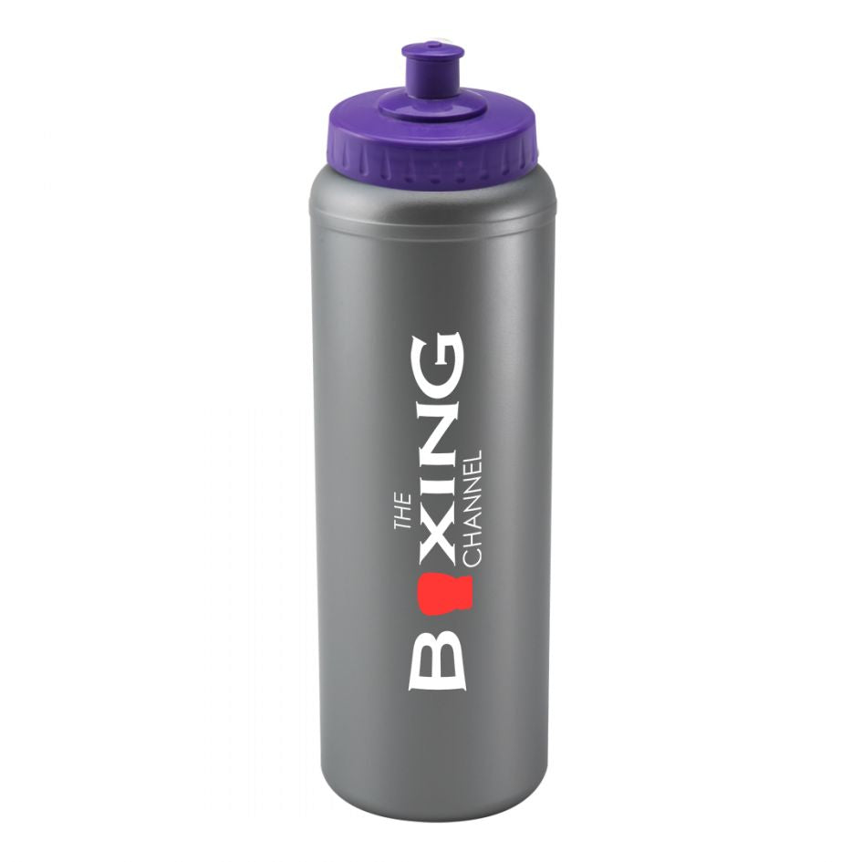 Sports Bottle 1L Silver 1000 Black and White London