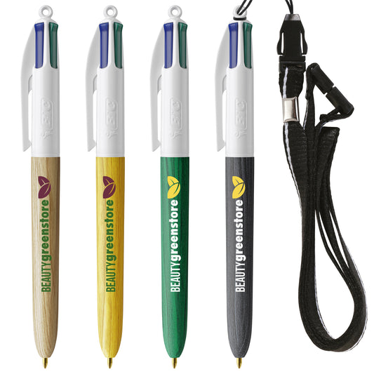 BIC® 4 Colours Wood Style with Lanyard BIC® Stationery   