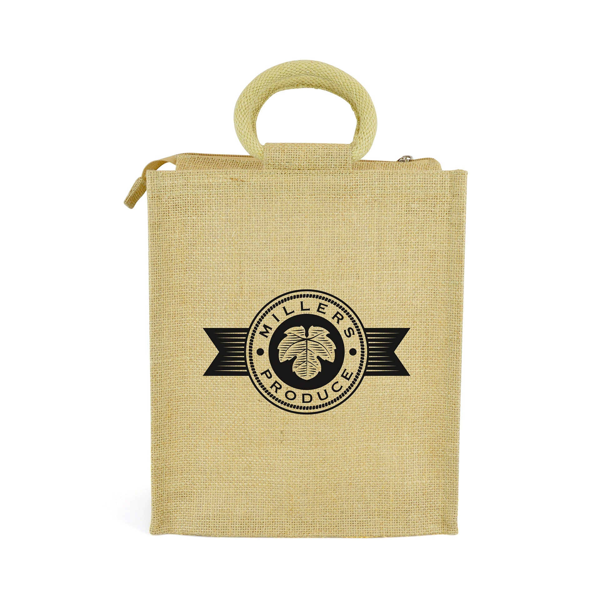Jute Lunch Bag Cooler Bags Black and White London