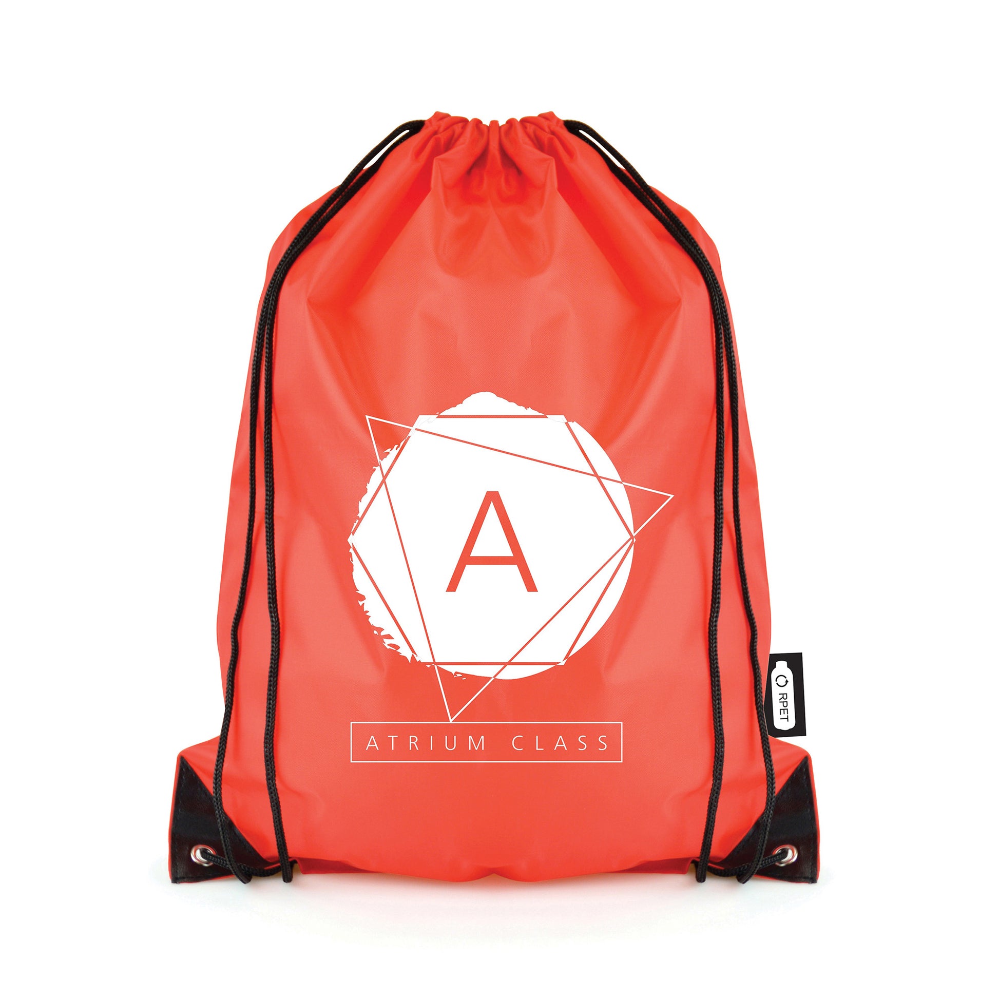 RPET Recycled Drawstring Bag Backpacks & Rucksacks Black and White London