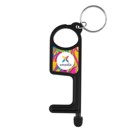 Touchfree Keyring with Stylus  Black and White London