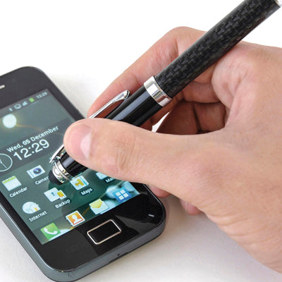 Carbon Fibre Soft Stylus Ball Pen   Black and White London