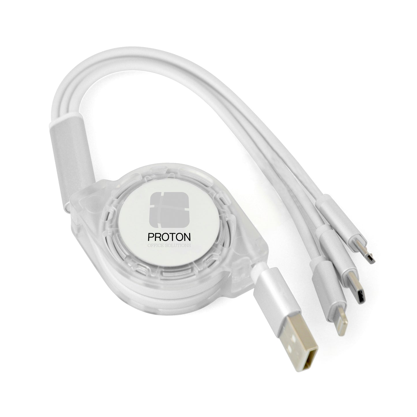 3-in-1 Reel Charger Charging Cables Black and White London