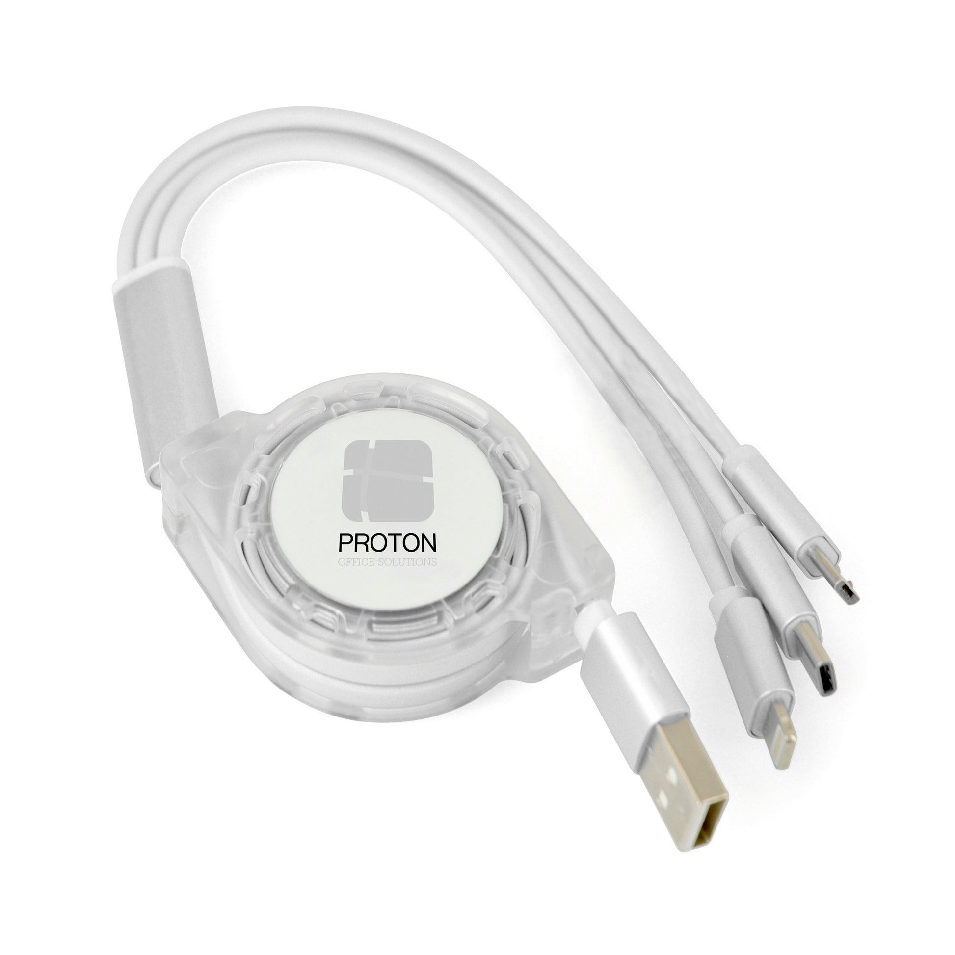 3-in-1 Reel Charger Charging Cables Black and White London