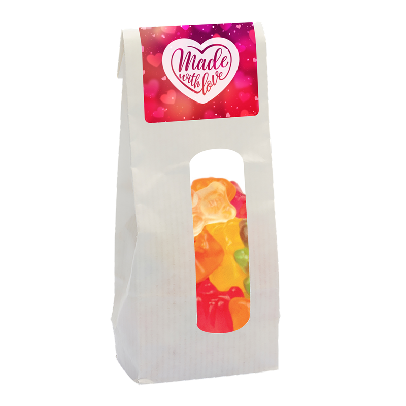 110g Kraft bag filled with gummy bears Sweets & Confectionery Black and White London
