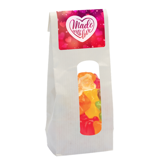 110g Kraft bag filled with gummy bears Sweets & Confectionery Black and White London