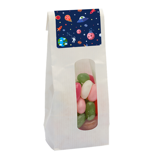 110g Kraft Bag filled with jelly beans Sweets & Confectionery Black and White London
