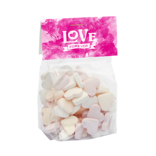 130g Bag with Small Sugar Hearts Sweets & Confectionery Black and White London