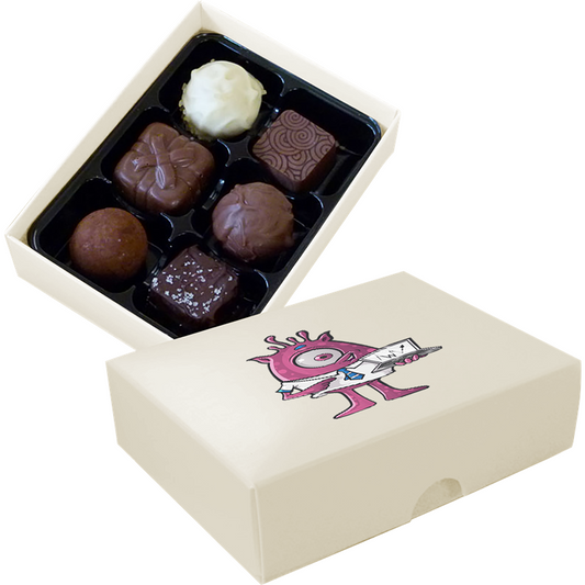 Chocolate box with 6 assorted chocolates and truffles  Black and White London