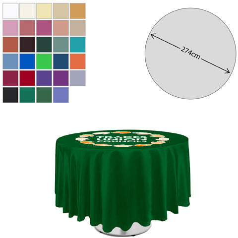 Premium Fabric Tablecloth Round 275cm (4ft Table - Full Drop) Table Cloths Black and White London