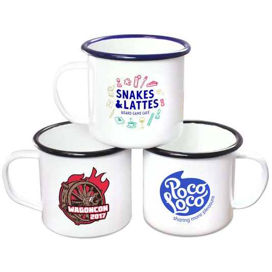 Premium Enamel Mugs 10oz/285ml (White) Enamel Mugs Black and White London