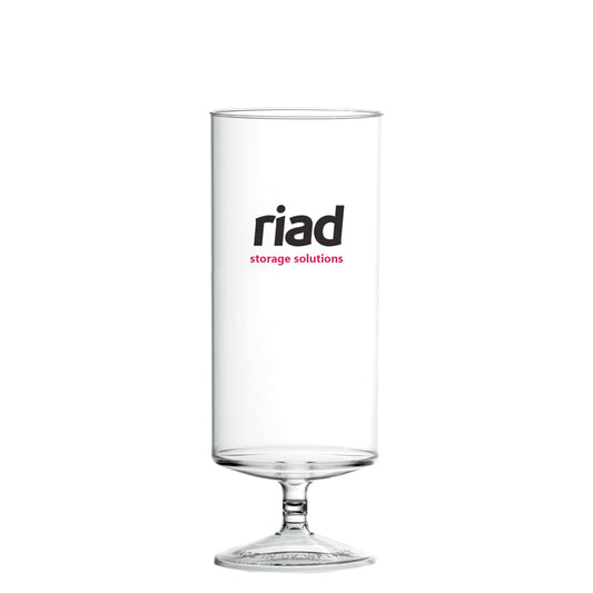 Stacking Reusable Plastic Champagne Glass (200ml) Stemmed Black and White London
