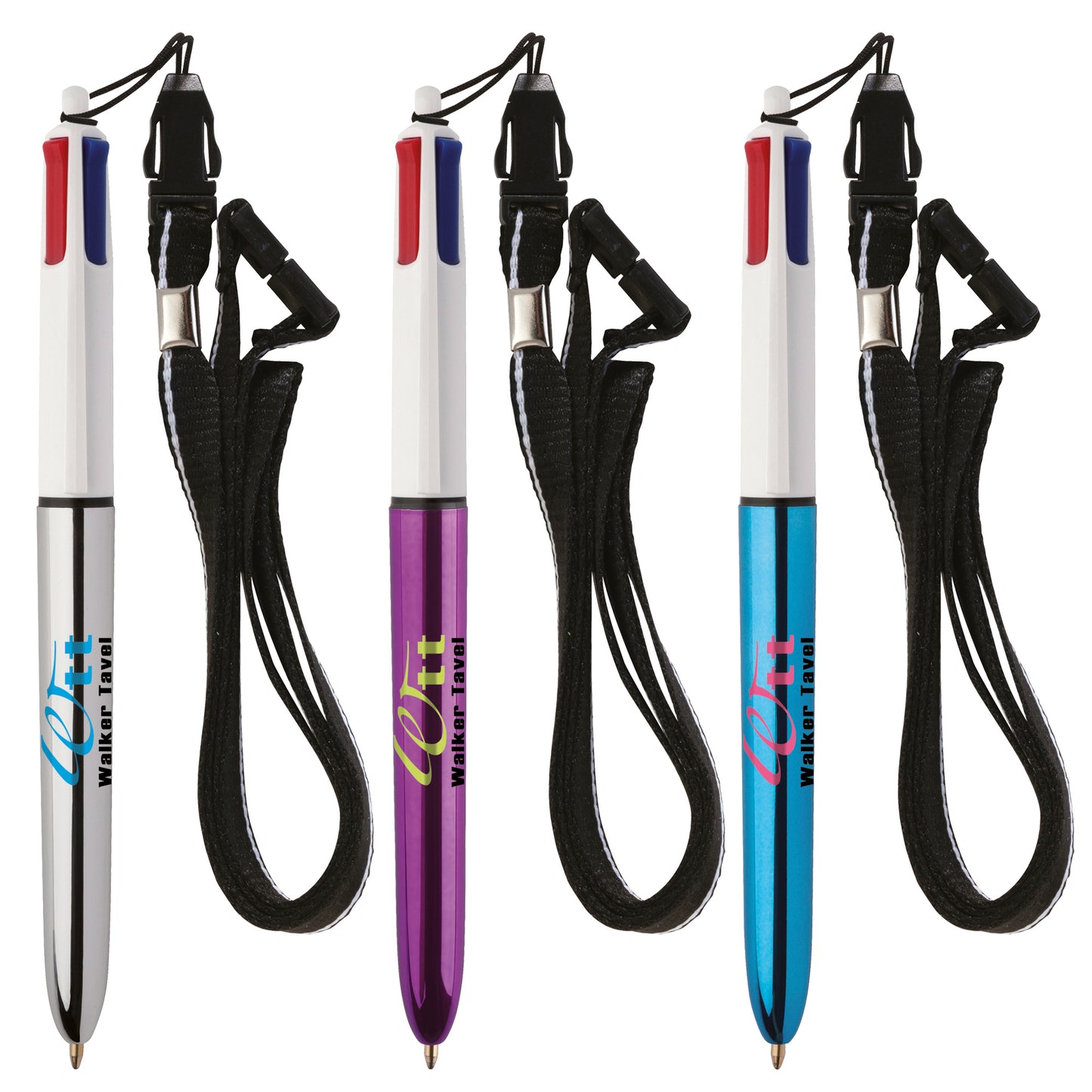 BIC® 4 Colours Shine ballpen + Lanyard BIC® Stationery Black and White London