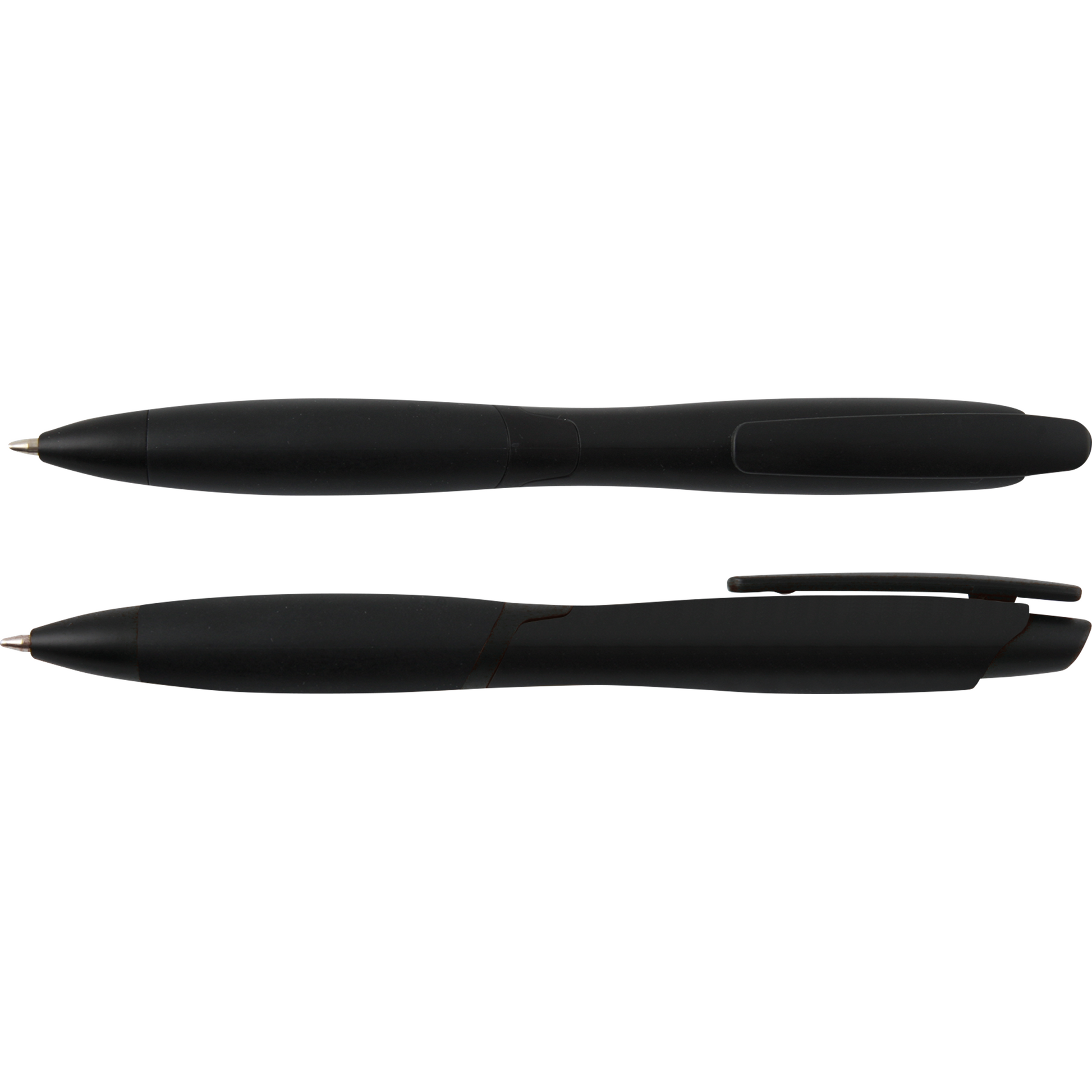 CURVY SOLID ballpen with solid coloured barrel and black clip  Black and White London